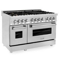 ZLINE - 48" Professional 6.0 cu. ft. 7 Gas Burner/Electric Oven Range in Stainless Steel with Brass Burners (RA-BR-48) - Stainless Steel Look - Front_Zoom