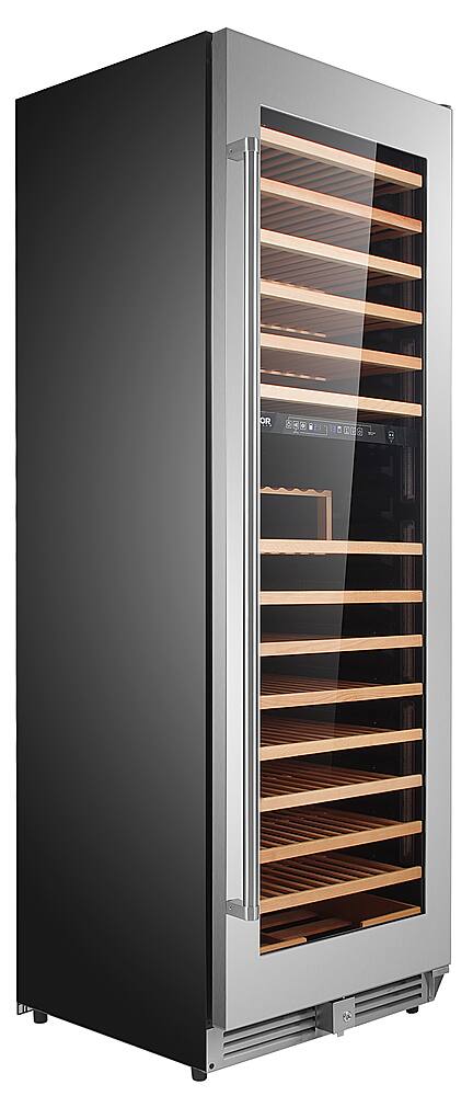 Angle. Thor Kitchen - 162 Bottles Dual Zone Wine Cooler - Stainless Steel.