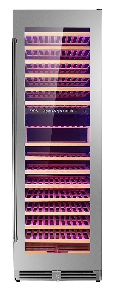 Zoom in on Front Zoom. Thor Kitchen - 162 Bottles Dual Zone Wine Cooler - Stainless steel.