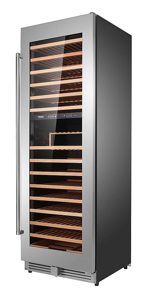 Left. Thor Kitchen - 162 Bottles Dual Zone Wine Cooler - Stainless Steel.