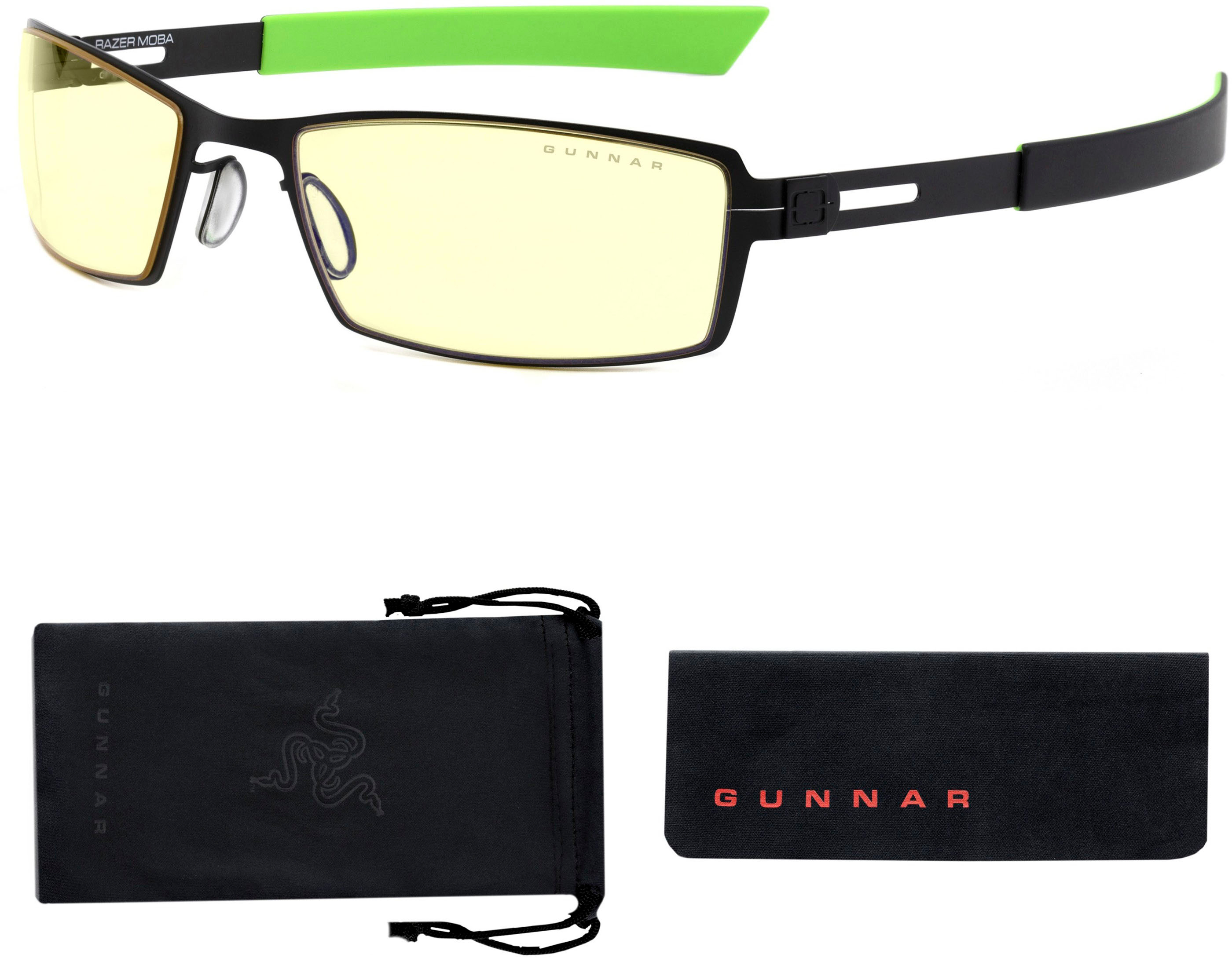 Gunnar - Gafas de juego MOBA Razer Edition para adolescentes y adultos jóvenes - Negro ónix con lentes ámbar