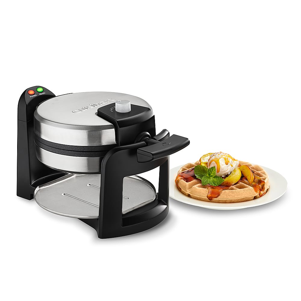 Alt View 15. Cuisinart - Round Flip Belgian Waffle Maker - Silver.