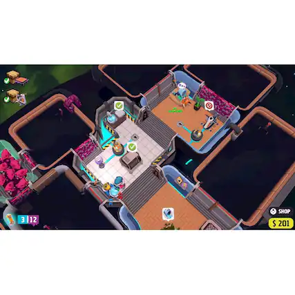 The image features a video game with a character standing in a room with a dining table and a chair. The room appears to be a part of a house, and there are other characters present in the scene. The game is set in a dark environment, possibly a dungeon. The image also shows a character with a bow and arrow, indicating that the game might involve combat or adventure elements. - E (Everyone)