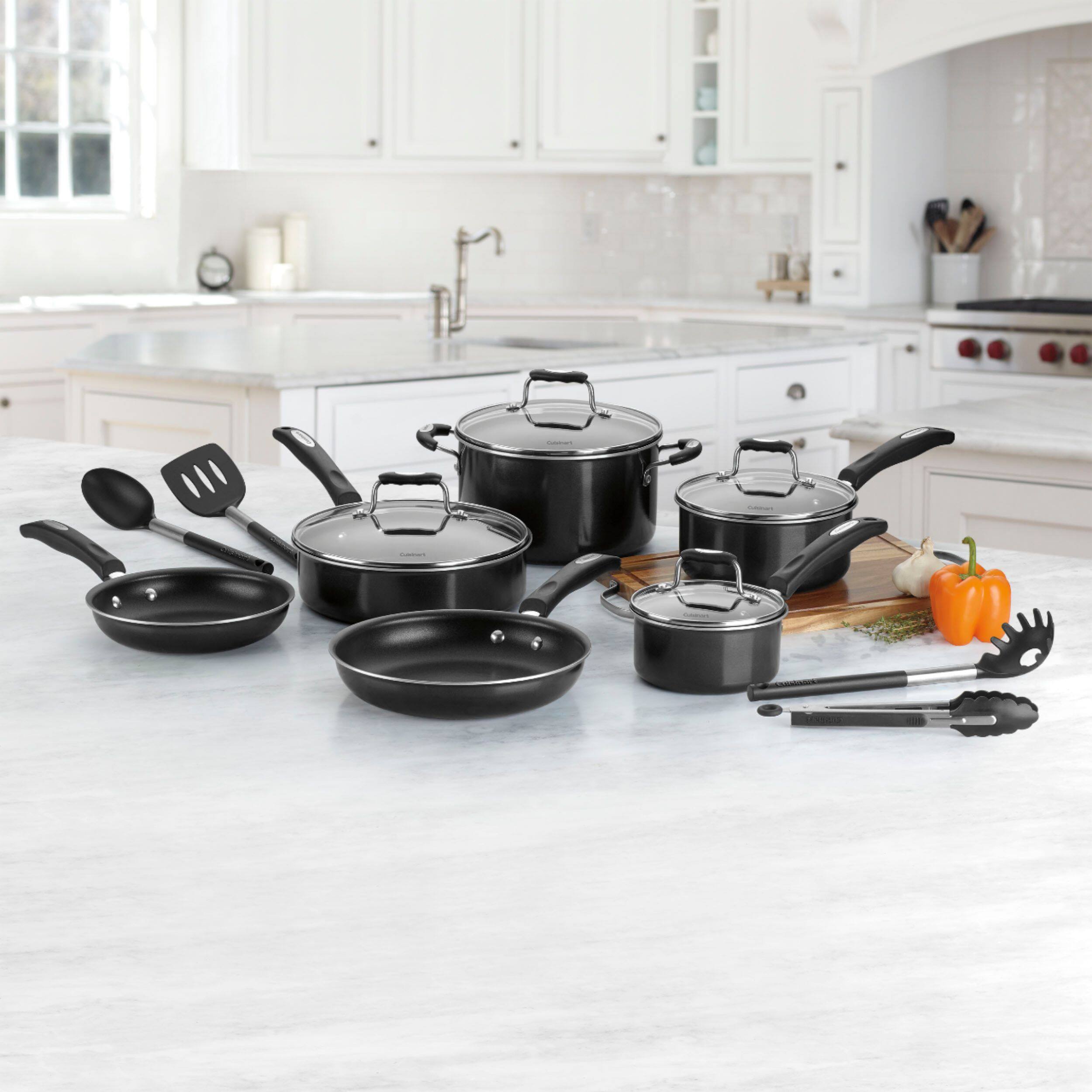 Alt View 13. Cuisinart - 14-Piece Cookware Set - Black.