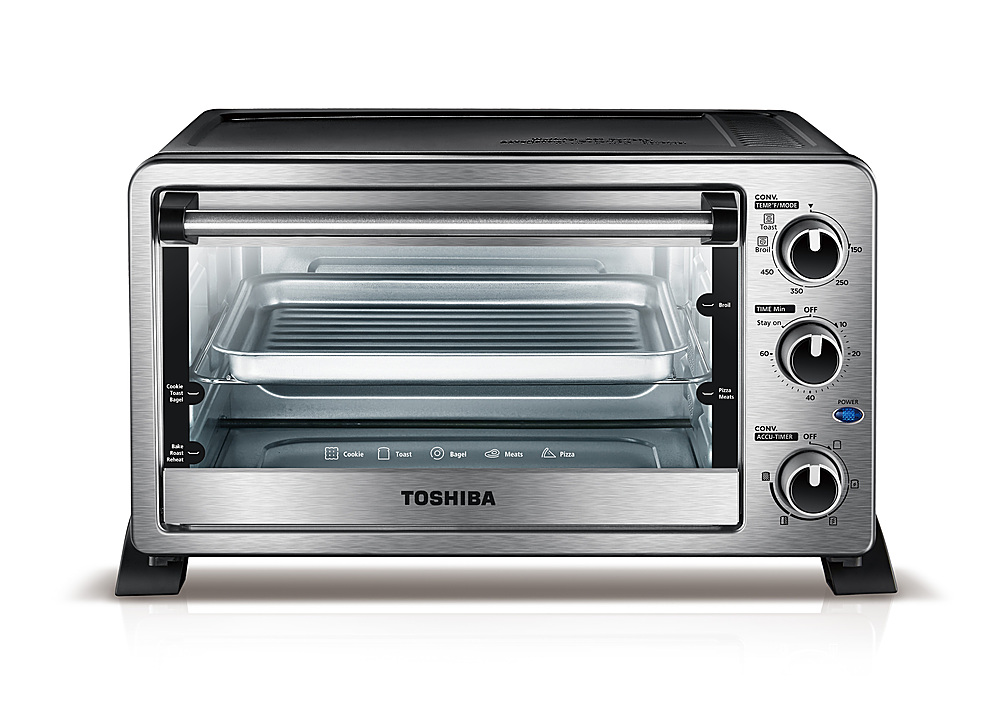 Angle View: Toshiba - 6 Slice Convection Toaster Oven - Stainless Steel