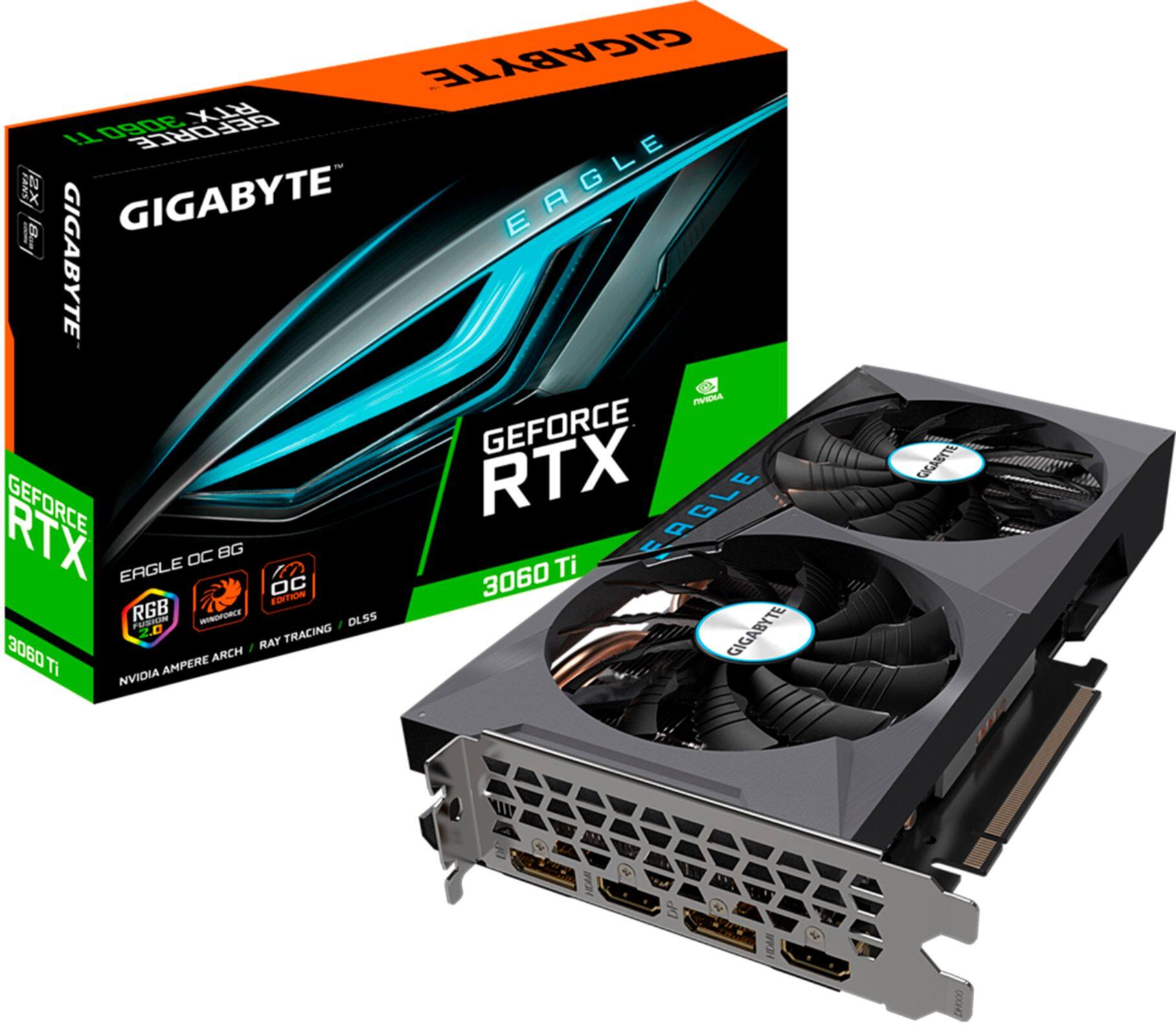 Alt View 1. GIGABYTE - NVIDIA GeForce RTX 3060 Ti EAGLE OC 8G GDDR6 PCI Express 4.0 Graphics Card - Black.