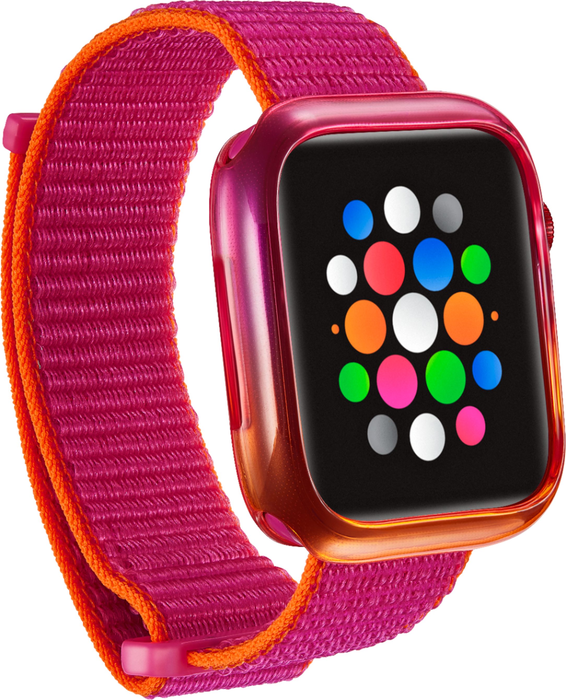 Angle View: Modal™ - Nylon Watch Band and Bumper Case for Apple Watch 42mm and 44mm - Pink