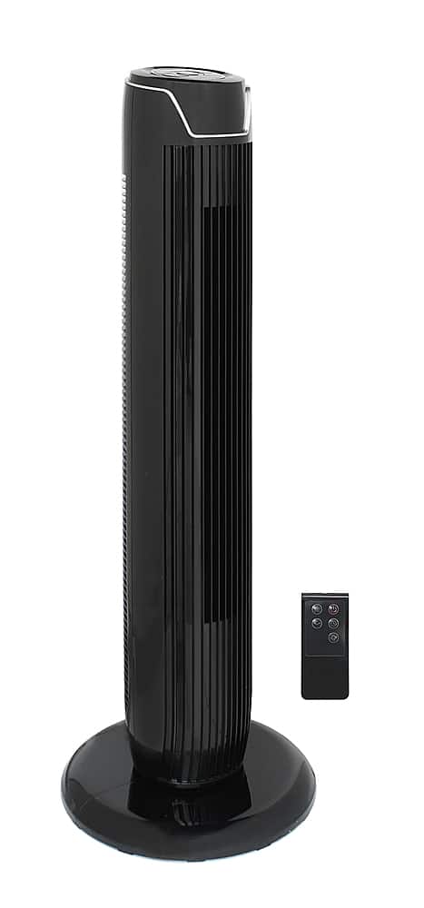Front. Sunpentown - Tower Fan with Remote and Timer - Black.