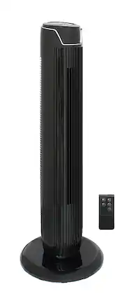 Front. Sunpentown - Tower Fan with Remote and Timer - Black.