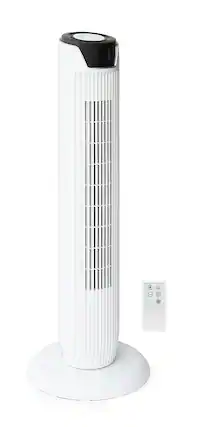 Front. Sunpentown - Tower Fan with Remote and Timer - White.