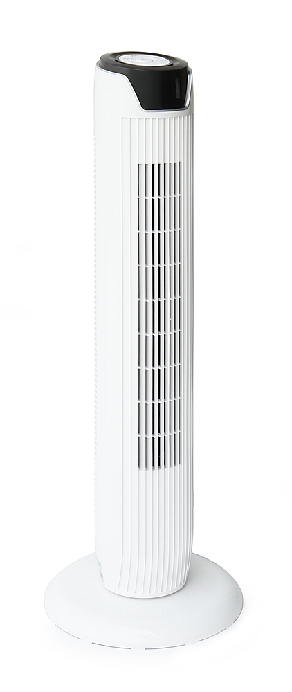 Left View: Sunpentown - Tower Fan with Remote and Timer - White