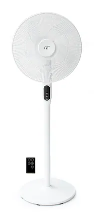 Front. Sunpentown - 16″ DC-Motor Energy Saving Stand Fan with Remote and Timer - Piano White.