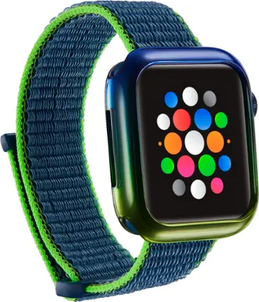 Angle. Modal™ - Nylon Watch Band and Bumper Case For Apple Watch 40mm Series 4,5,6 and Apple Watch SE - Blue.