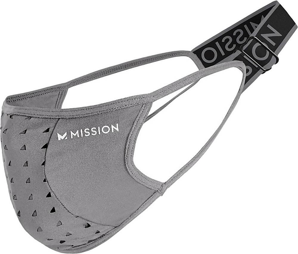Left View: Mission - Adjustable Sport Mask - Charcoal
