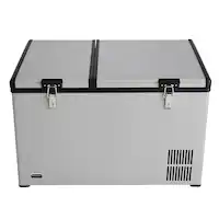 Whynter - FM-901DZ 90 Quart Dual Zone Portable Fridge/Freezer with 12V Option and Wheels - Gray - Front_Zoom