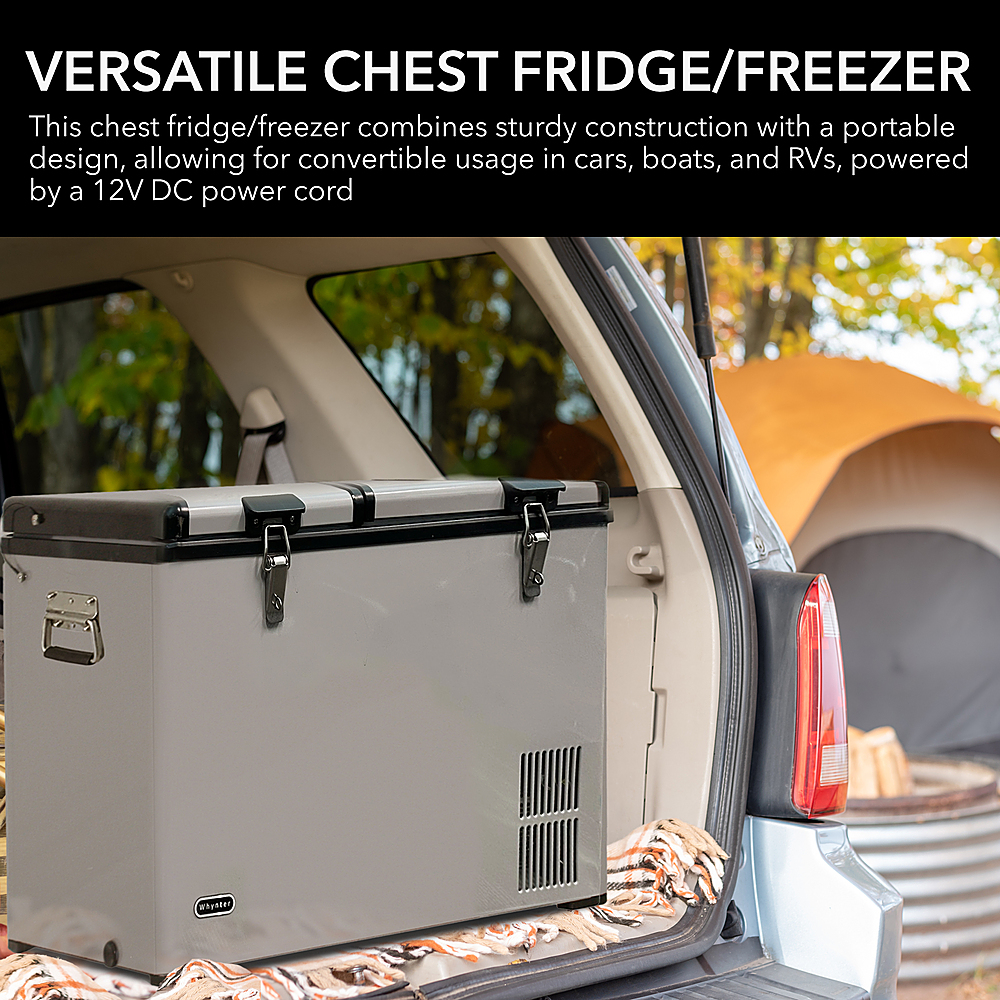 Whynter - FM-901DZ 90 Quart Dual Zone Portable Fridge/Freezer with 12V Option and Wheels - Gray