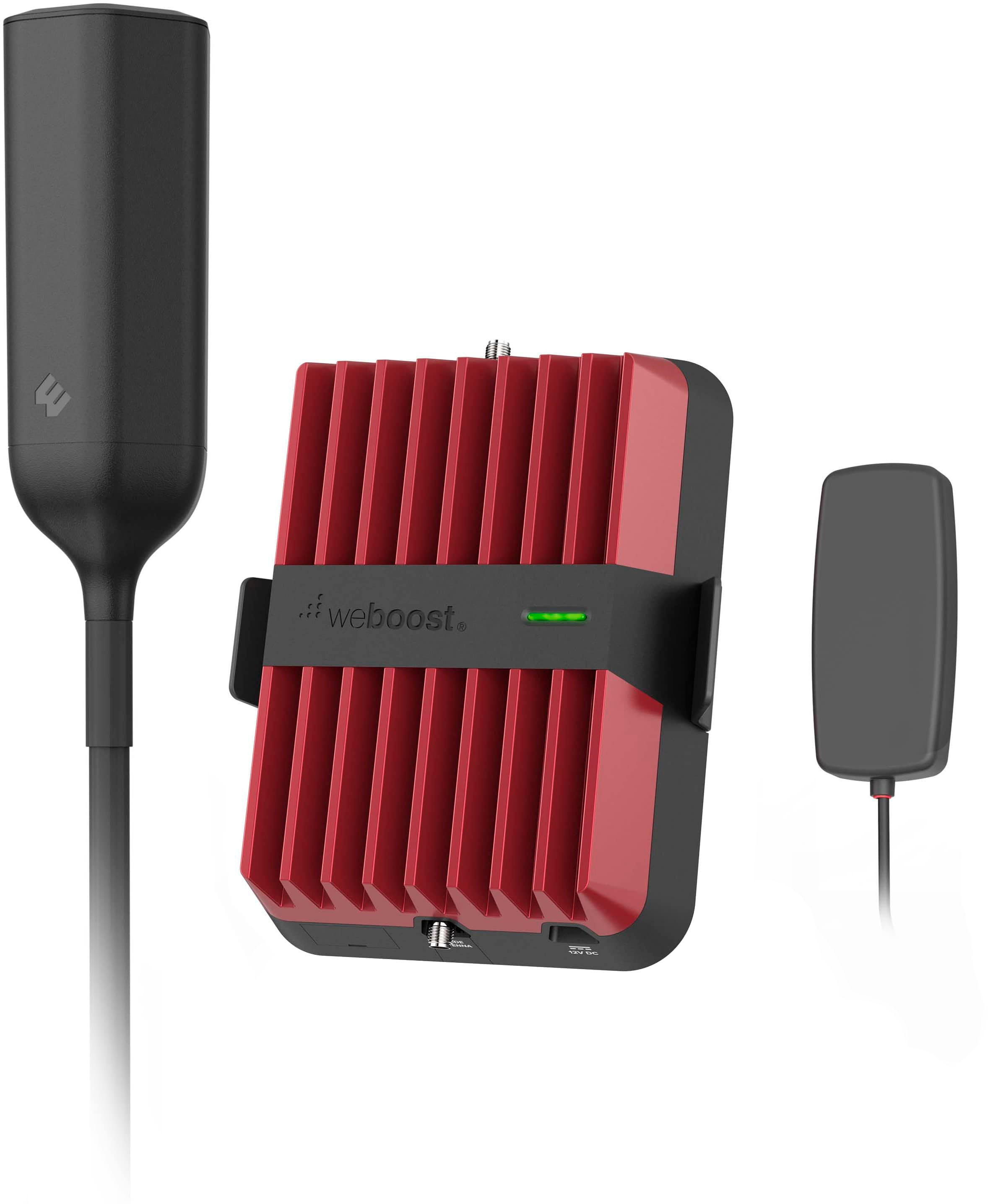 Left View: weBoost Drive Reach OTR, Truck Cell Phone Signal Booster, 5G & 4G LTE, Boosts All U.S. Carriers - Verizon, AT&T, T-Mobile, Magnetic Roof Antenna, FCC Approved (Model 477154)