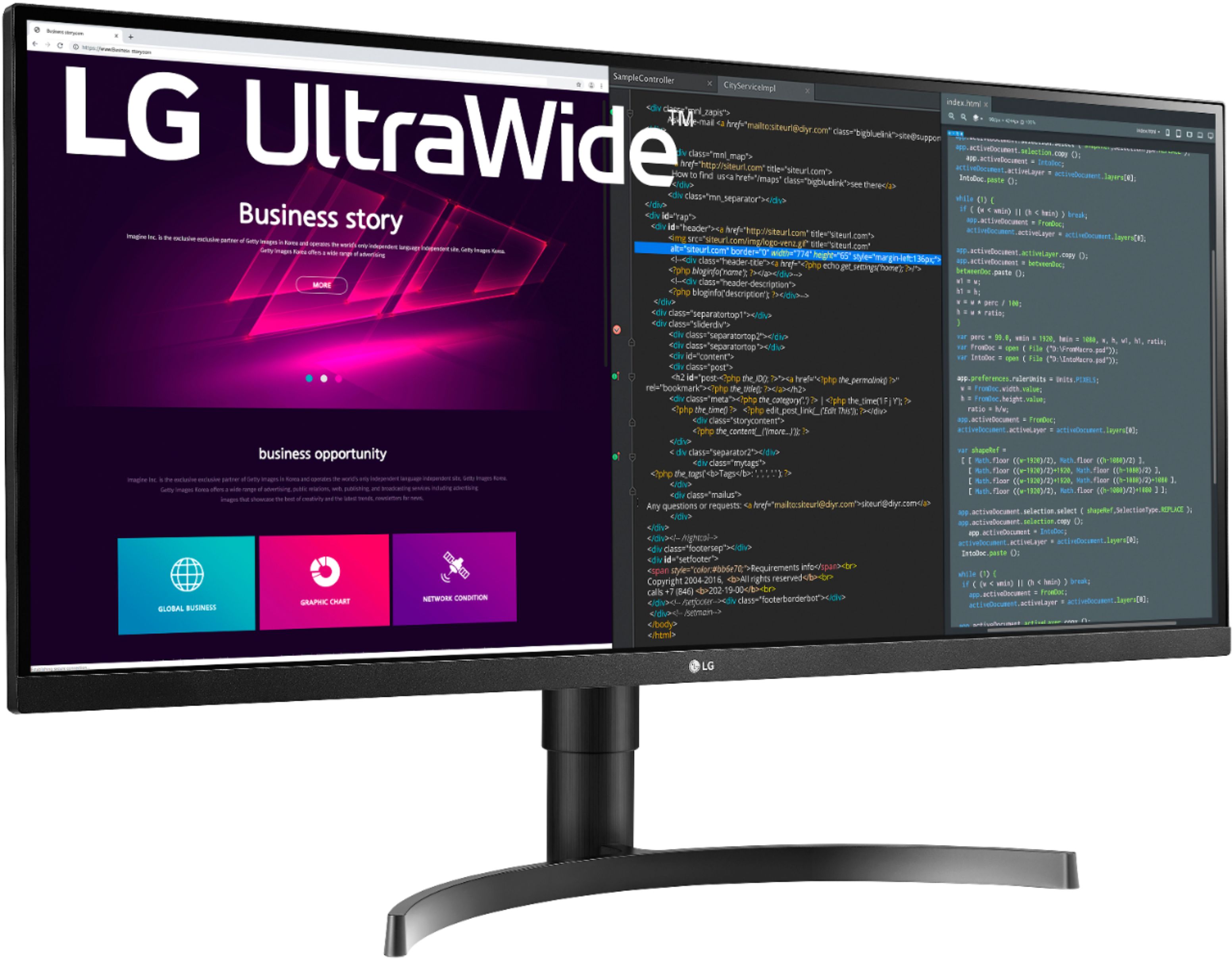 34'' IPS QHD Curved UltraWide™ Monitor with HDR10, sRGB 99%, Flicker Safe,  Reader Mode, Black Stabilizer & Dynamic Action Sync