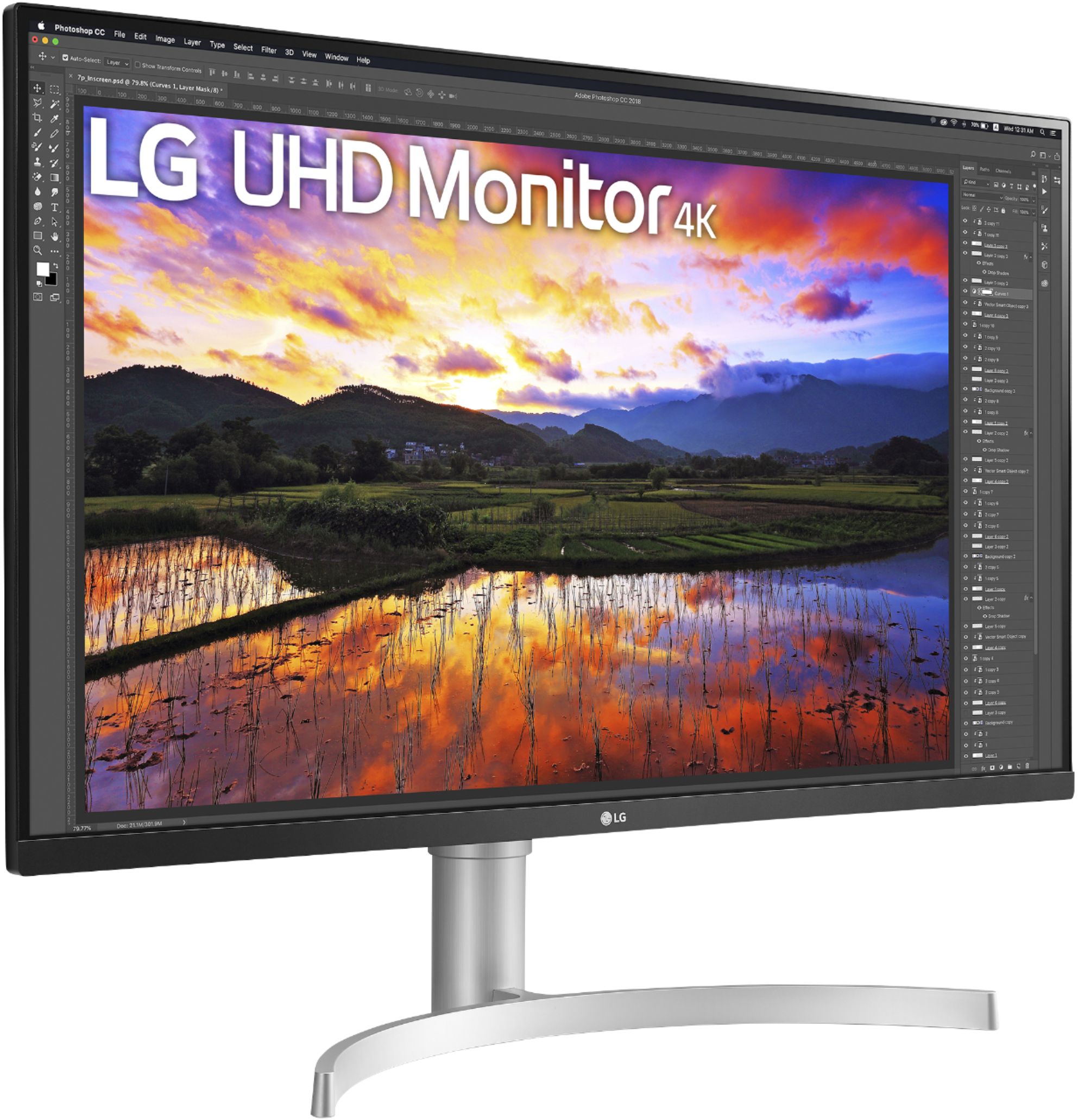 Angle View: LG - Geek Squad Certified Refurbished UltraFine 32" IPS LED 4K UHD FreeSync Monitor with HDR