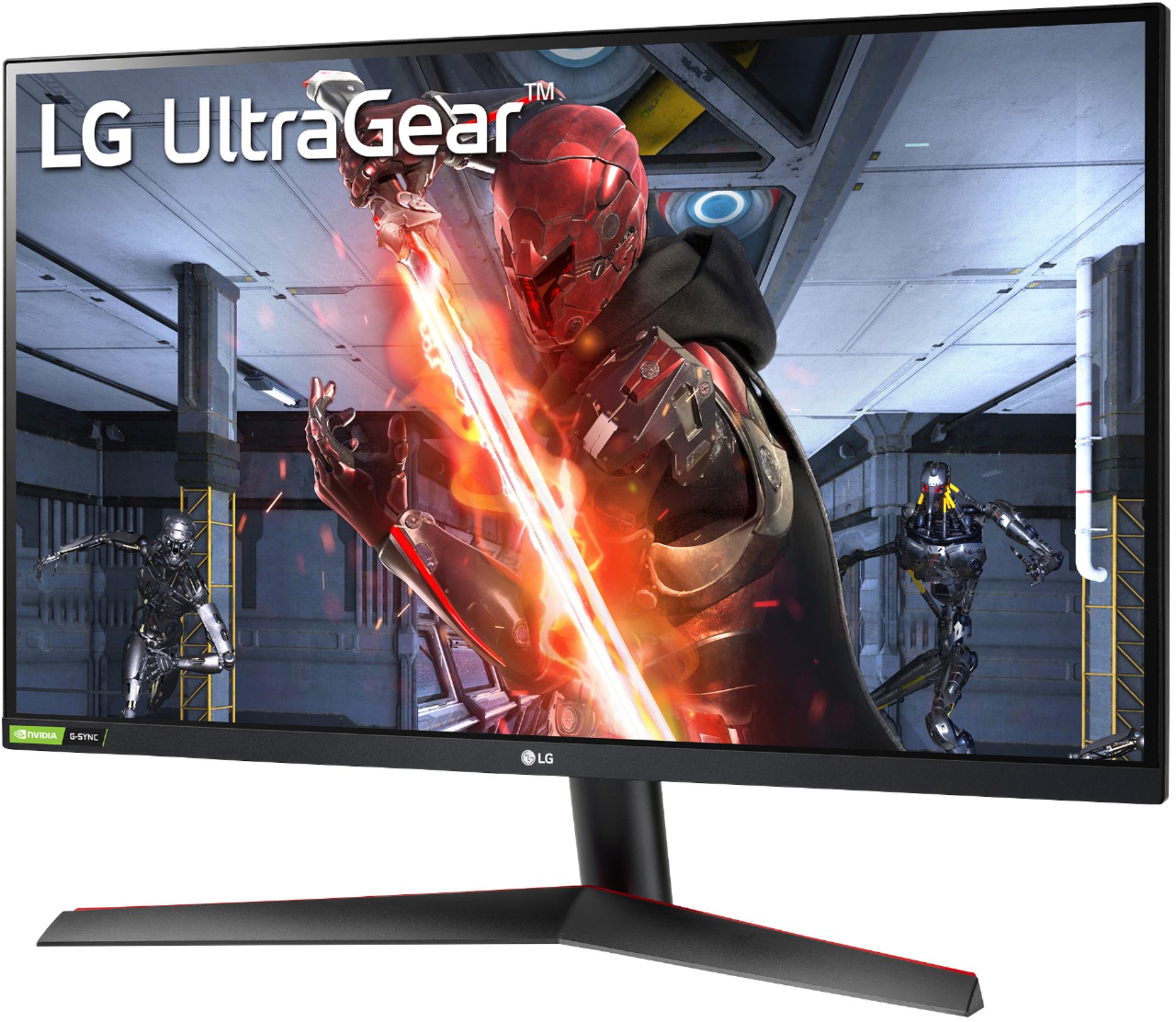 Angle View: LG - Geek Squad Certified Refurbished UltraGear 27" IPS LED QHD FreeSync and G-SYNC Compatable Monitor with HDR - Black
