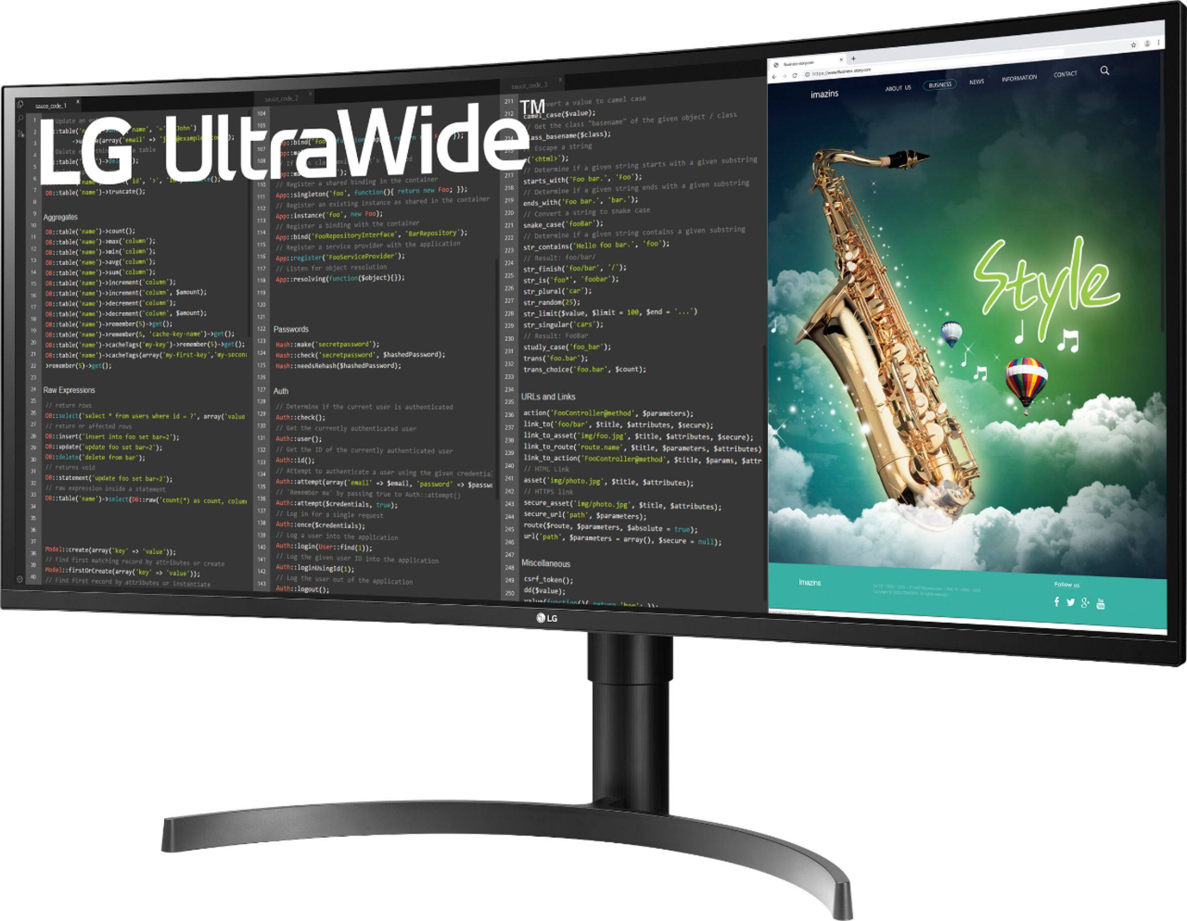 Angle View: LG - Geek Squad Certified Refurbished 35" LED Curved FreeSync Monitor with HDR - Black