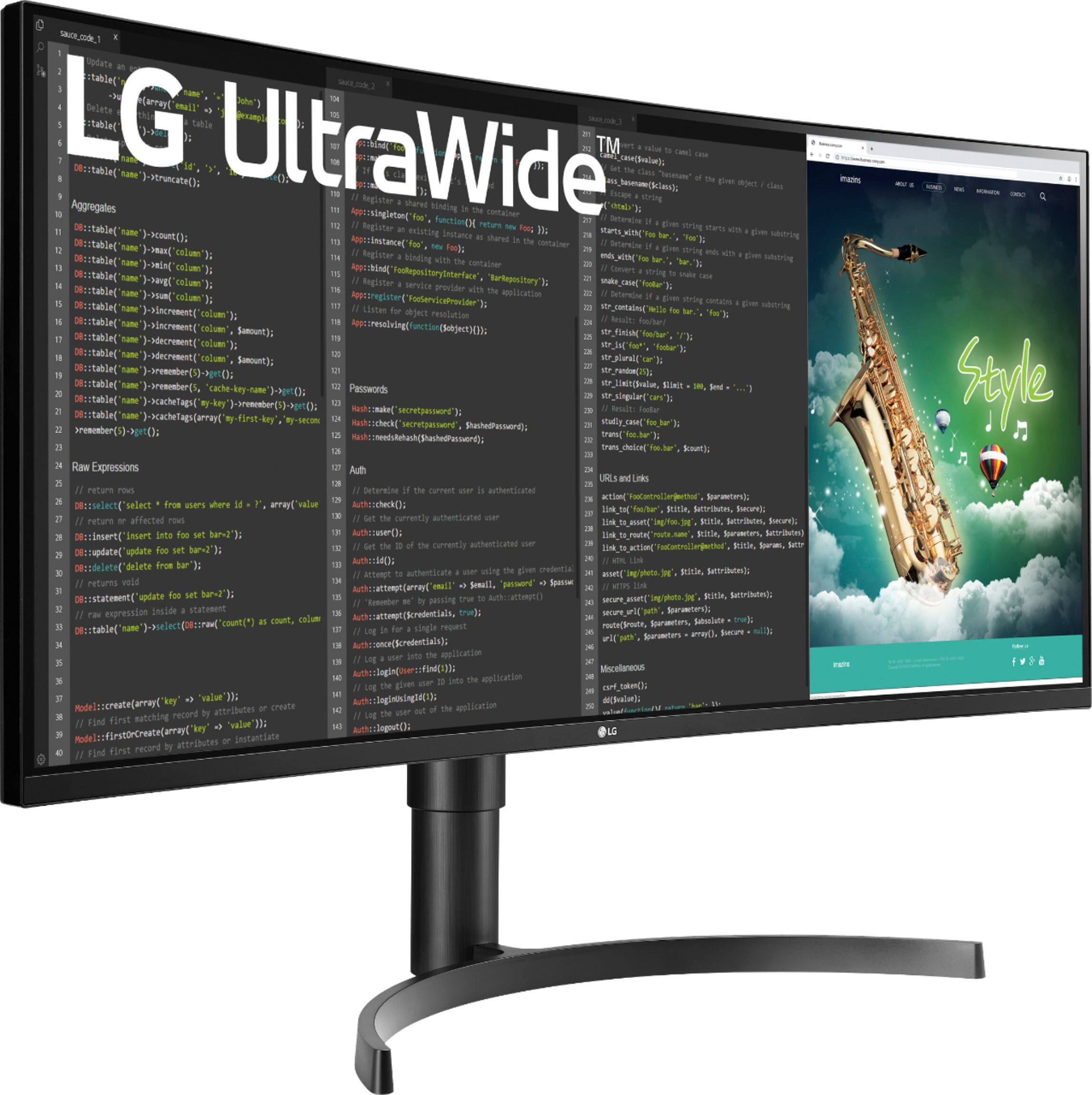 Left View: LG - Geek Squad Certified Refurbished 35" LED Curved FreeSync Monitor with HDR - Black