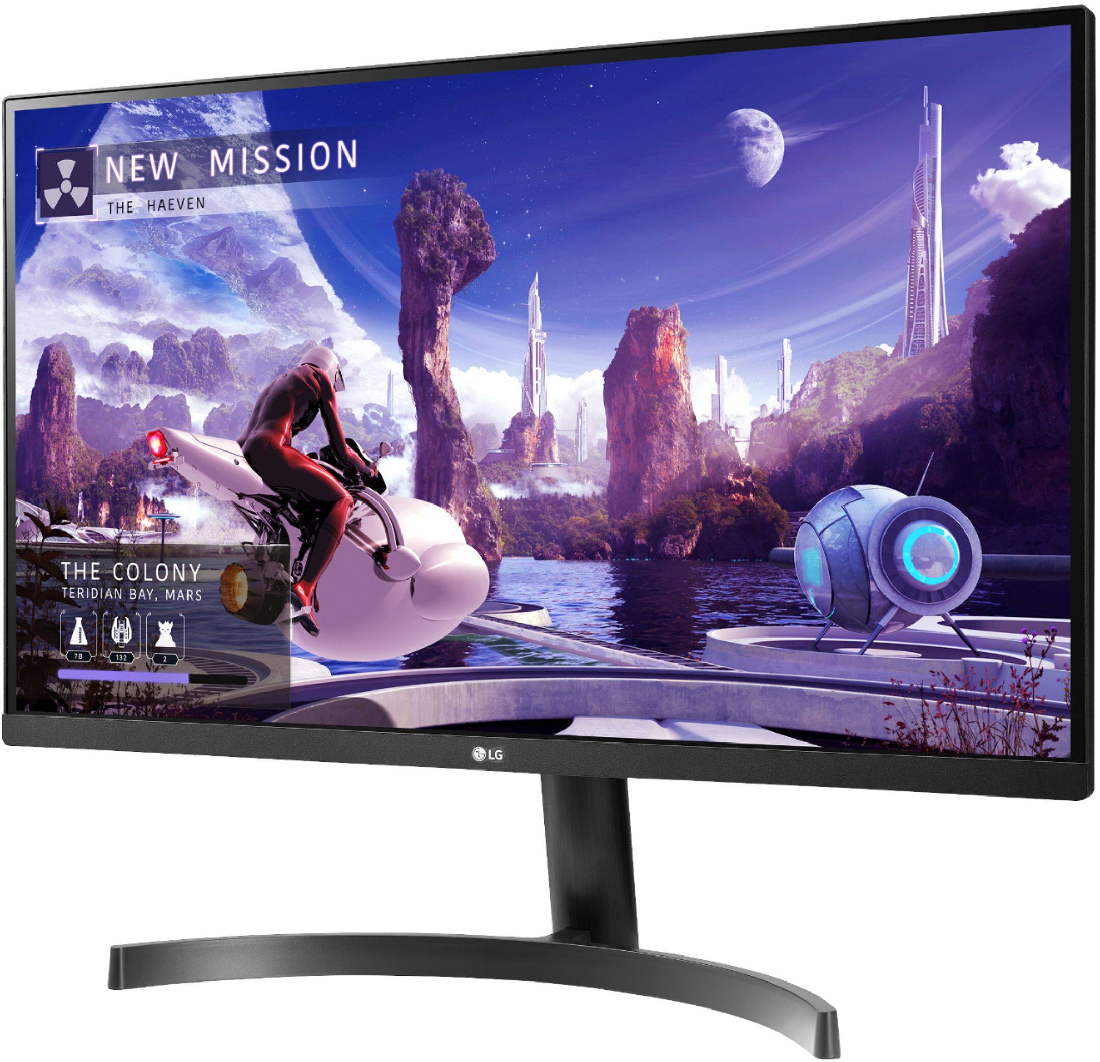 Angle. LG - Geek Squad Certified Refurbished 27" IPS LED QHD FreeSync Monitor with HDR - Black.