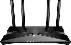 Front. TP-Link - Archer AX20 AX1800 Dual-Band Wi-Fi 6 Router - Black.