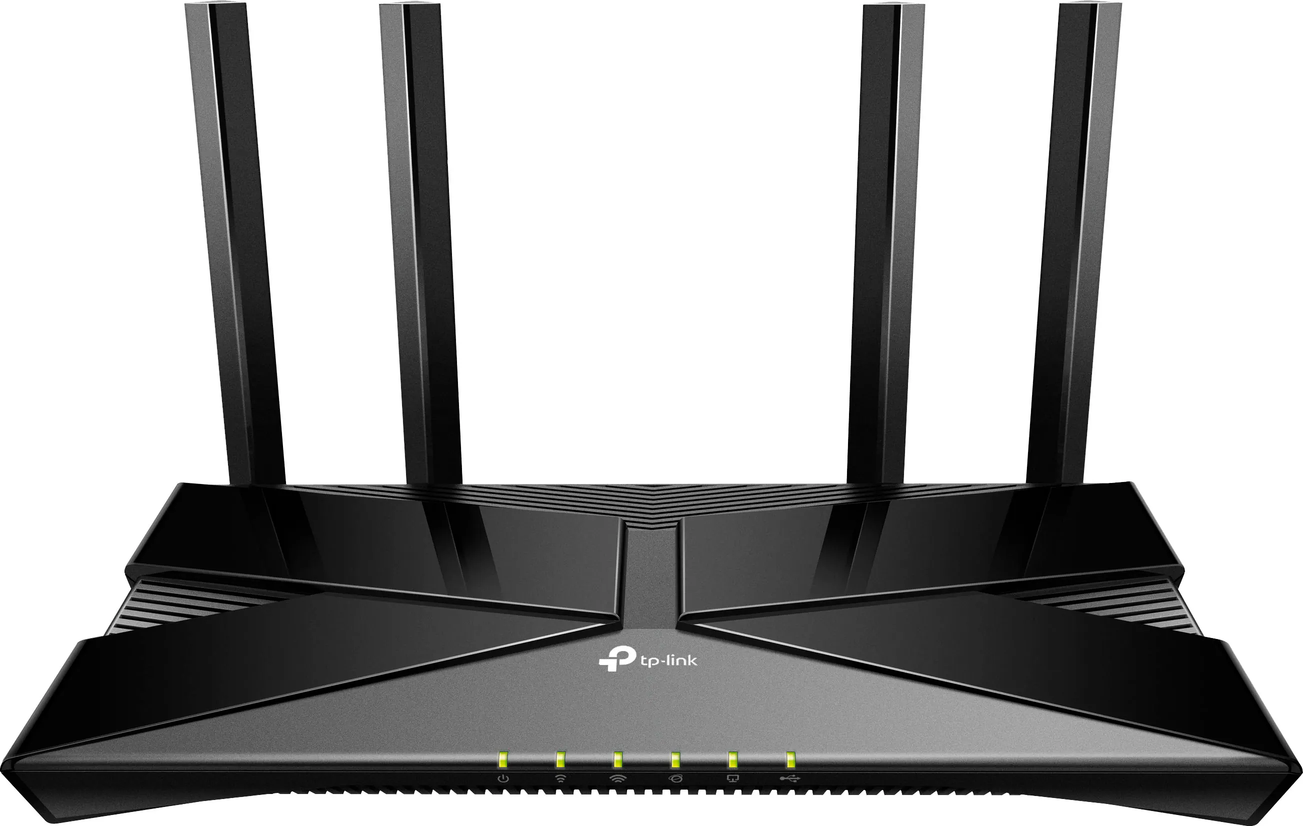 Front. TP-Link - Archer AX20 AX1800 Dual-Band Wi-Fi 6 Router - Black.
