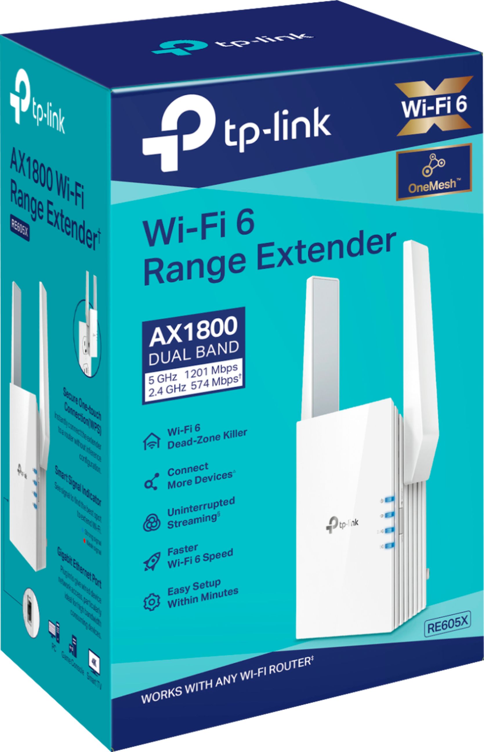AX1800 WiFi 6 Extender WiFi Booster - Gigabit Port WiFi Range Extender  1800Mbps Dual Band WiFi Repeater, WiFi Extender Signal Booster for Home, 5  Modes, up to 64 Devices, WPS Setup 