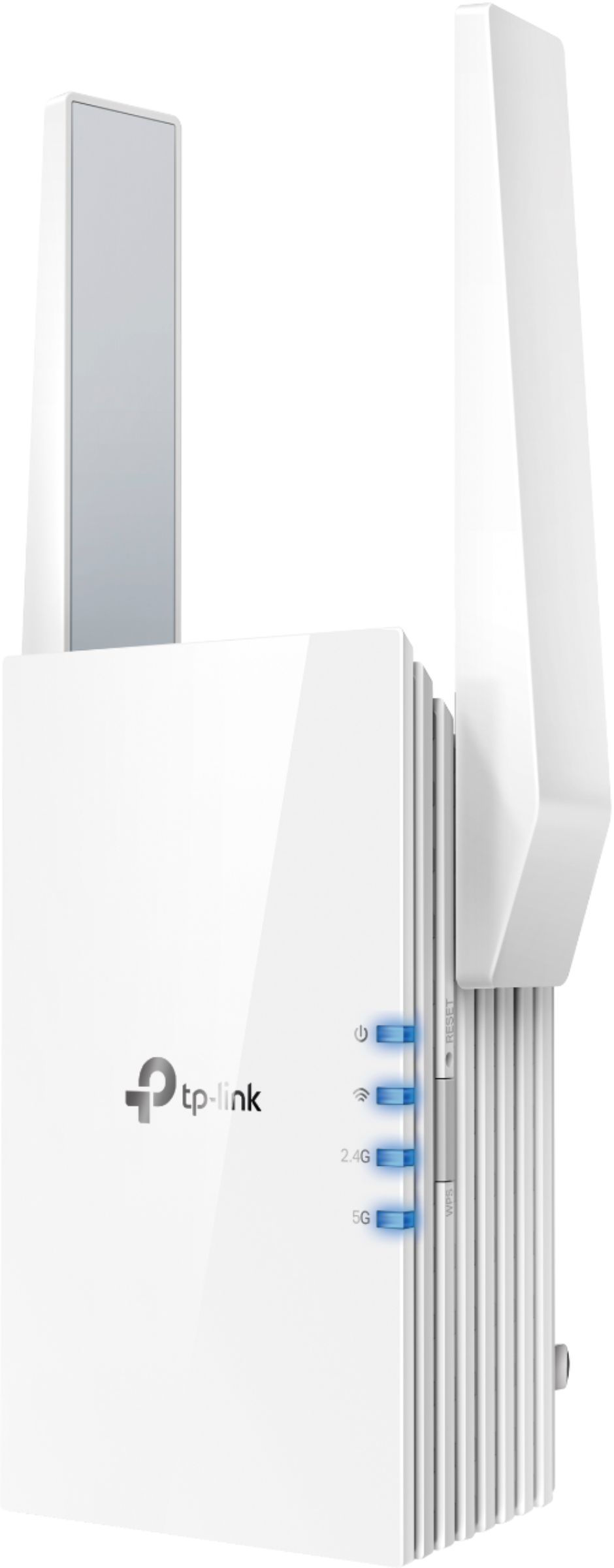 Left View: TP-Link - RE605X AX1800 Wi-Fi 6 Range Extender - White