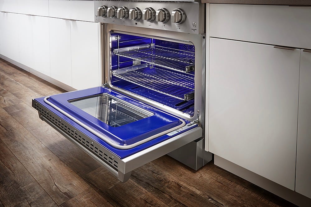 Alt View 12. Thor Kitchen - 5.2 cu. ft. Freestanding Dual Fuel Liquid Propane Range - Stainless Steel.