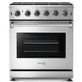 Thor Kitchen - 30 in. Wide 5 Burner 4.55 Cu.Ft Freestanding Liquid Propane Gas Convection Range - Stainless Steel
