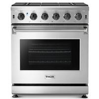 Thor Kitchen - 30 in. Wide 5 Burner 4.55 Cu.Ft Freestanding Liquid Propane Gas Convection Range - Stainless Steel - Front_Zoom