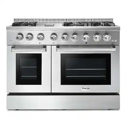 Front. Thor Kitchen - Professional 4.6 Cu. Ft. and 2.2 Cu. Ft. Dual Fuel Range - Stainless Steel.