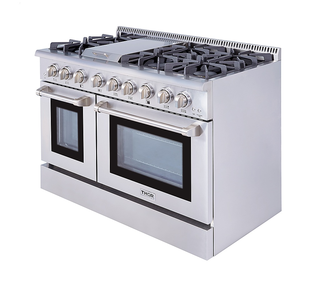 Left View: Viking - 4.7 Cu. Ft. Self-Cleaning Freestanding Dual Fuel Convection Range - Stainless steel
