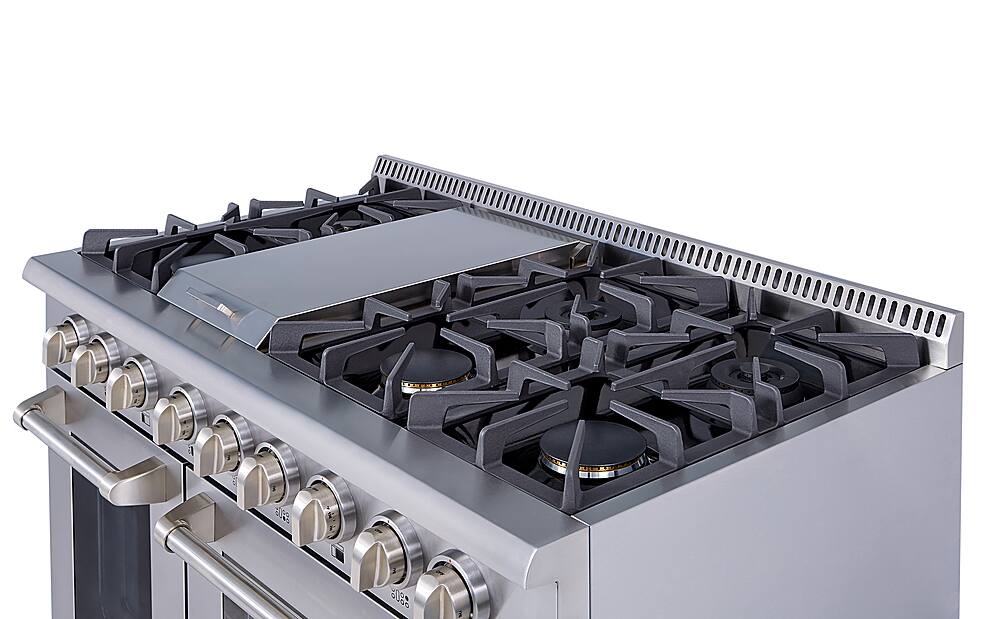 Alt View 19. Thor Kitchen - 6.7 Cu.Ft. Freestanding Double Oven Liquid Propane Gas Range - Stainless Steel.