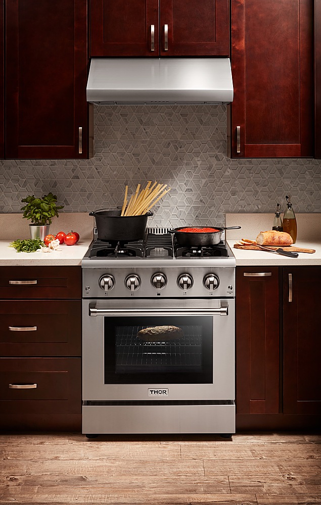 Angle. Thor Kitchen - 4.2 cu. ft.Slide-In Professional Gas Range in Liquid Propane - Stainless Steel.