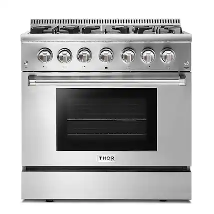 Front. Thor Kitchen - Professional 5.2 cu.ft Dual Fuel Range - Stainless Steel.