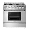 Thor Kitchen - 36 in. Wide 6 Burner Professional 5.2 cu.ft Dual Fuel Slide-In Range - Stainless Steel