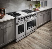 Thor Kitchen - 6.8 cu ft Double Oven Freestanding Liquid Propane Convection Gas Range - Stainless Steel - Angle_Zoom