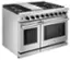 Left. Thor Kitchen - 6.8 cu ft Double Oven Freestanding Liquid Propane Convection Gas Range - Stainless Steel.
