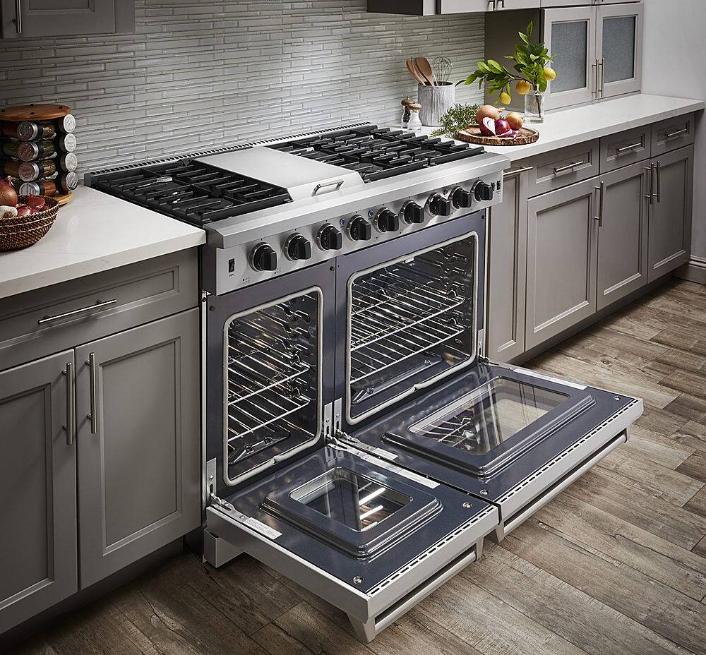 Alt View 11. Thor Kitchen - 6.8 cu ft Freestanding Double Oven Convection Gas Range - Stainless Steel.