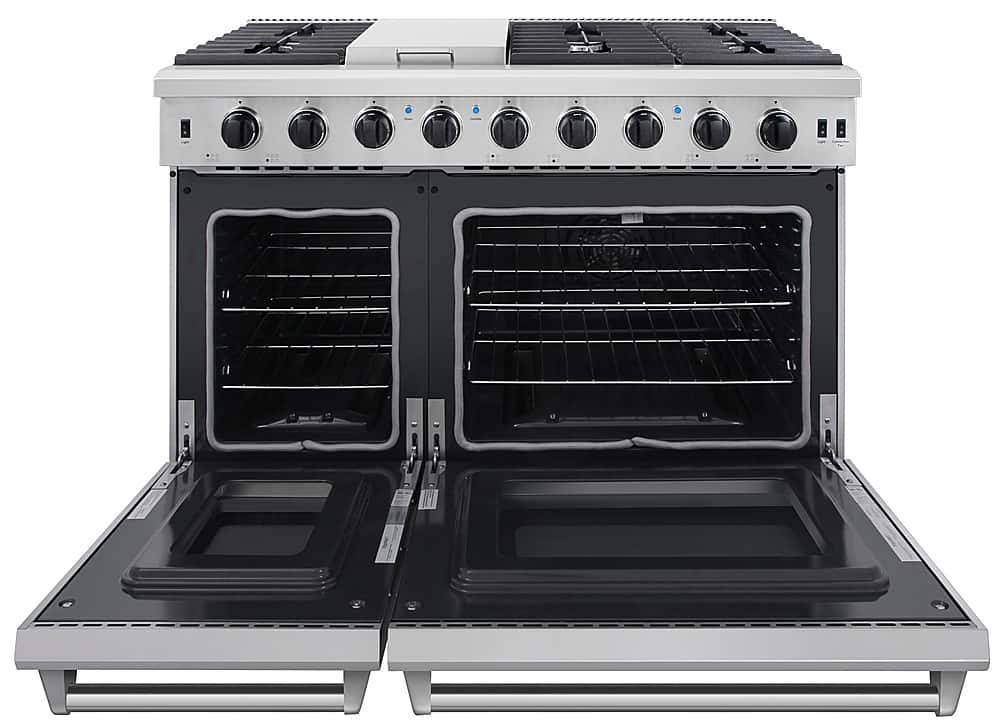 Alt View 16. Thor Kitchen - 6.8 cu ft Freestanding Double Oven Convection Gas Range - Stainless Steel.