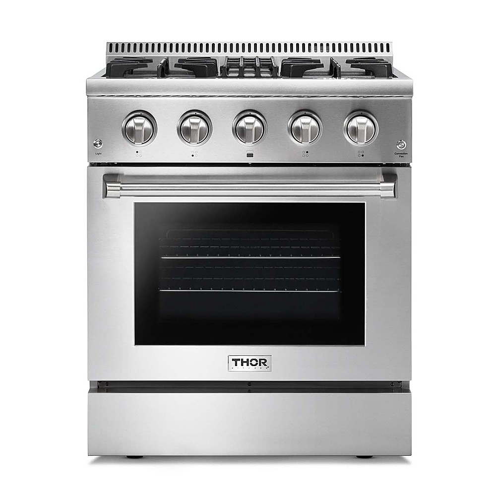 Angle View: Thor Kitchen - 4.2 cu.ft Professional Dual Fuel Range in Stainless Steel - Stainless steel
