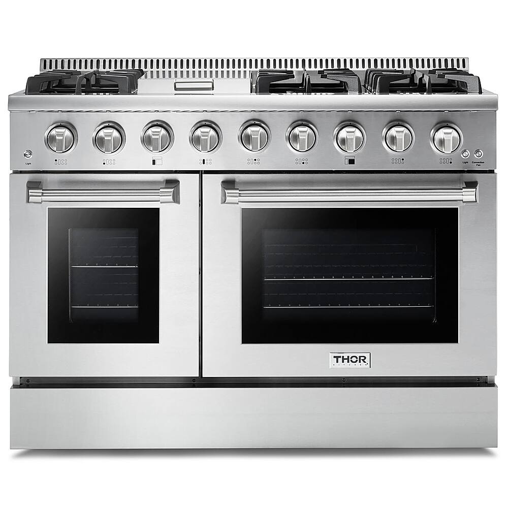 Thor Kitchen - 6.7cu ft Freestanding Double Oven Convection Gas Range - Stainless Steel - Front_Zoom