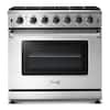 Front. Thor Kitchen - 6.0 cu. ft. Freestanding Gas Convection Range with Storage - Stainless Steel.
