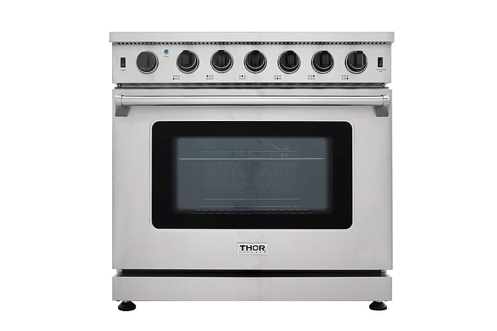 Alt View 13. Thor Kitchen - 6.0 cu. ft. Freestanding Gas Convection Range with Storage - Stainless Steel.