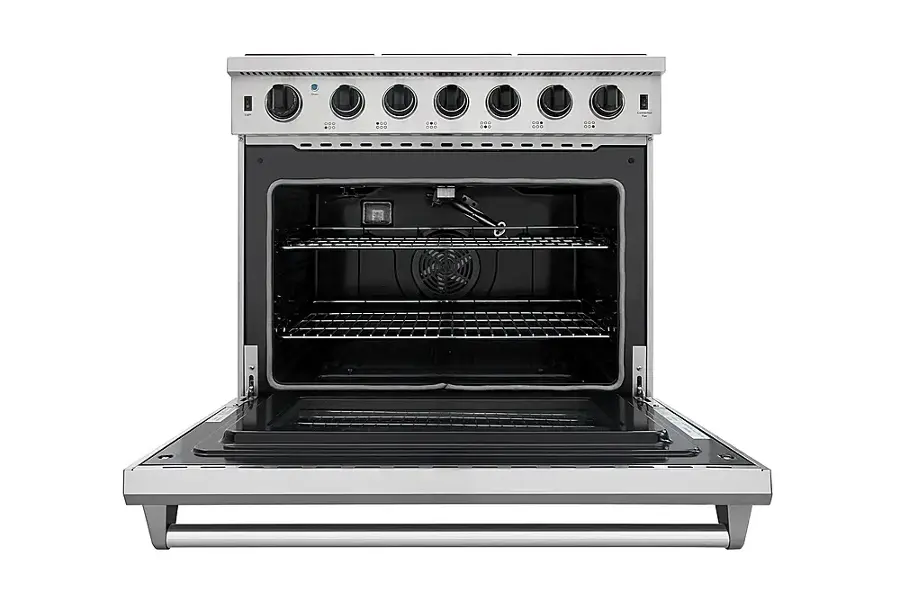 Alt View 14. Thor Kitchen - 6.0 cu. ft. Freestanding Gas Convection Range with Storage - Stainless Steel.
