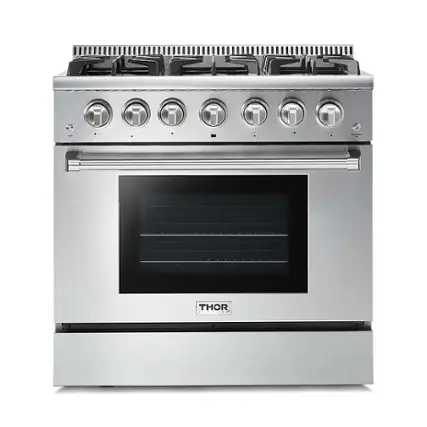Front. Thor Kitchen - 5.2 cu. ft. Freestanding Liquid Propane Gas Convection Range - Stainless Steel.